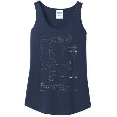 Spitfire Ix Wwii Blueprint Series Fighter Airplane Ladies Essential Tank