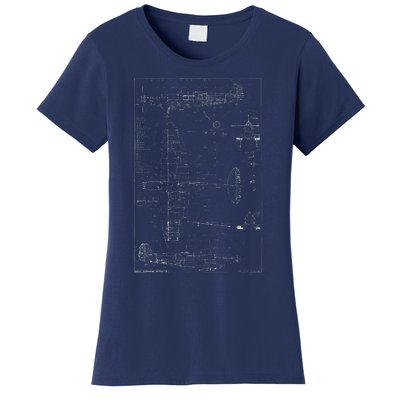 Spitfire Ix Wwii Blueprint Series Fighter Airplane Women's T-Shirt