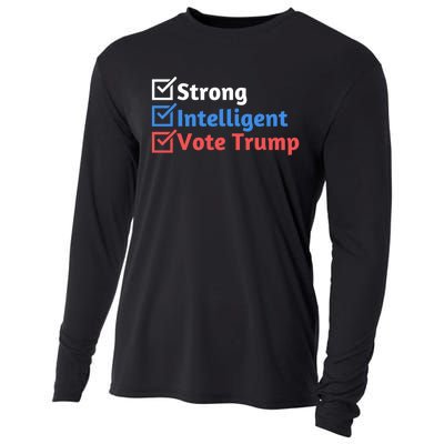 Strong Intelligent Women For Trump Girl Maga Checklist Cooling Performance Long Sleeve Crew