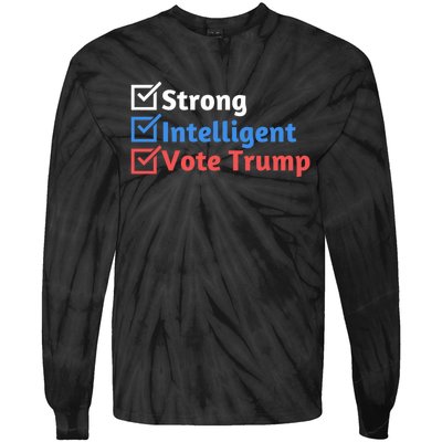 Strong Intelligent Women For Trump Girl Maga Checklist Tie-Dye Long Sleeve Shirt