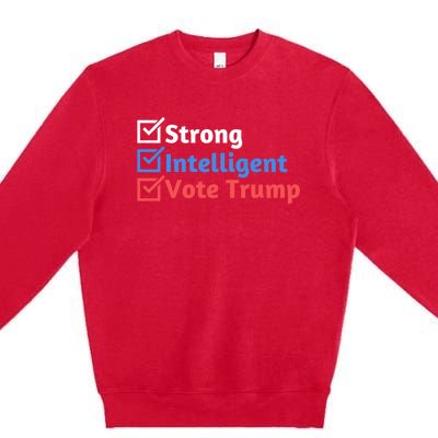 Strong Intelligent Women For Trump Girl Maga Checklist Premium Crewneck Sweatshirt