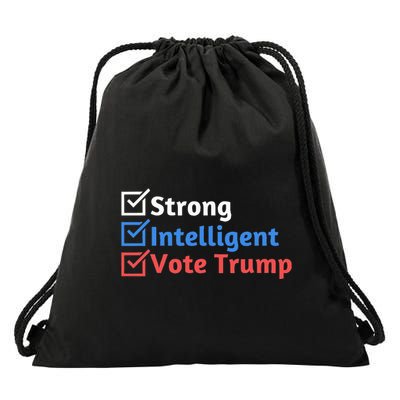 Strong Intelligent Women For Trump Maga Checklist Drawstring Bag