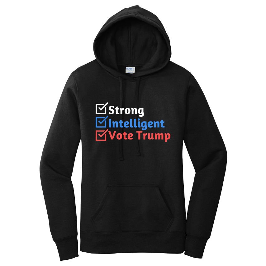 Strong Intelligent Women For Trump Maga Checklist Women's Pullover Hoodie