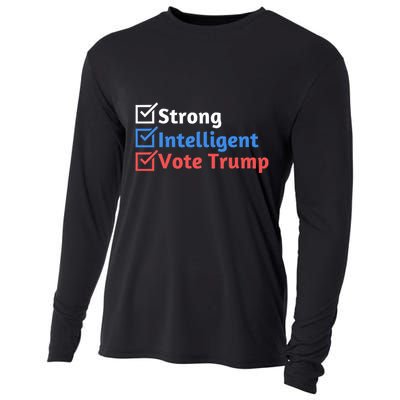 Strong Intelligent Women For Trump Maga Checklist Cooling Performance Long Sleeve Crew