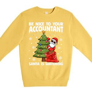 Santa Is Watching Be Nice To Your Accountant Christmas Gift Premium Crewneck Sweatshirt