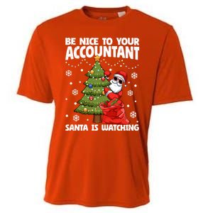 Santa Is Watching Be Nice To Your Accountant Christmas Gift Cooling Performance Crew T-Shirt