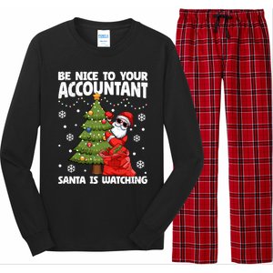 Santa Is Watching Be Nice To Your Accountant Christmas Gift Long Sleeve Pajama Set