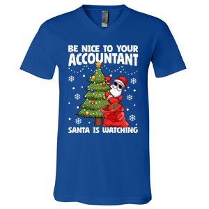 Santa Is Watching Be Nice To Your Accountant Christmas Gift V-Neck T-Shirt