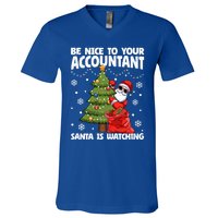 Santa Is Watching Be Nice To Your Accountant Christmas Gift V-Neck T-Shirt