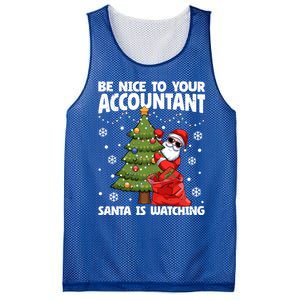 Santa Is Watching Be Nice To Your Accountant Christmas Gift Mesh Reversible Basketball Jersey Tank