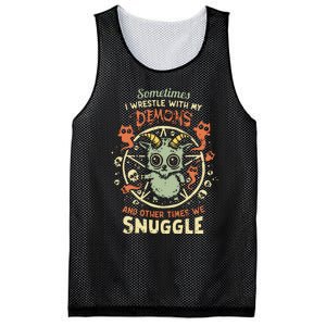 Sometime I Wrestle With My Demons And Other Times We Snuggle Mesh Reversible Basketball Jersey Tank