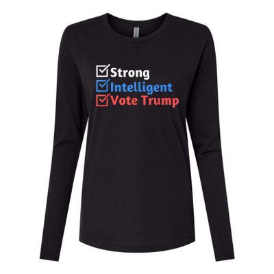 Strong Intelligent Women For Trump Girl Maga Checklist Womens Cotton Relaxed Long Sleeve T-Shirt