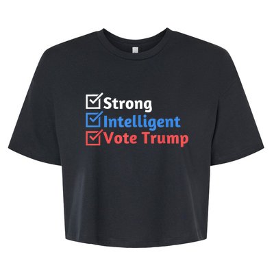 Strong Intelligent Women For Trump Girl Maga Checklist Bella+Canvas Jersey Crop Tee