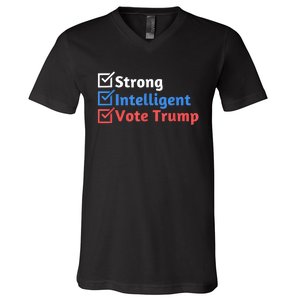 Strong Intelligent Women For Trump Girl Maga Checklist V-Neck T-Shirt