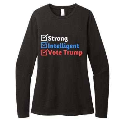 Strong Intelligent Women For Trump Girl Maga Checklist Womens CVC Long Sleeve Shirt