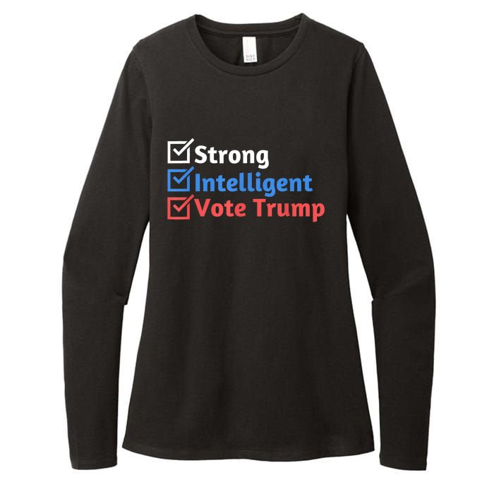 Strong Intelligent Women For Trump Girl Maga Checklist Womens CVC Long Sleeve Shirt