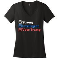 Strong Intelligent Women For Trump Girl Maga Checklist Women's V-Neck T-Shirt