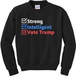 Strong Intelligent Women For Trump Girl Maga Checklist Kids Sweatshirt