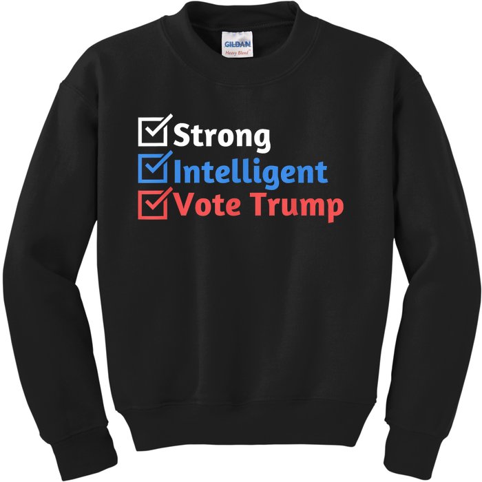 Strong Intelligent Women For Trump Girl Maga Checklist Kids Sweatshirt