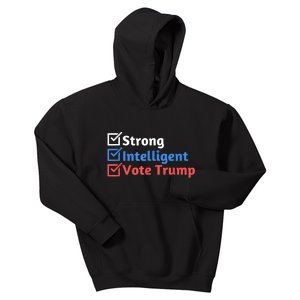 Strong Intelligent Women For Trump Girl Maga Checklist Kids Hoodie