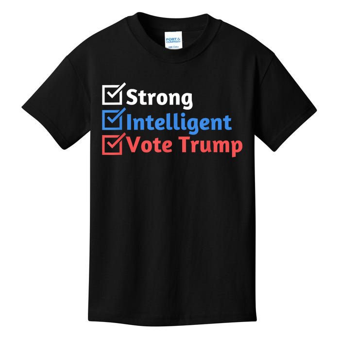 Strong Intelligent Women For Trump Girl Maga Checklist Kids T-Shirt