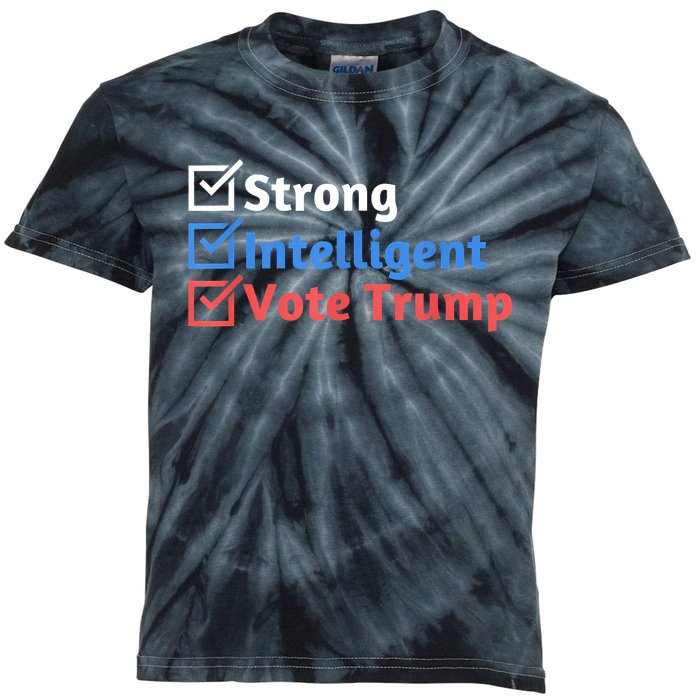 Strong Intelligent Women For Trump Girl Maga Checklist Kids Tie-Dye T-Shirt