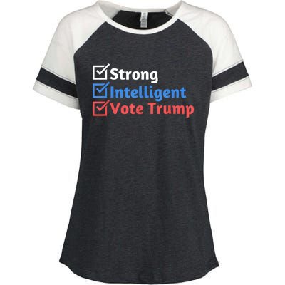 Strong Intelligent Women For Trump Girl Maga Checklist Enza Ladies Jersey Colorblock Tee