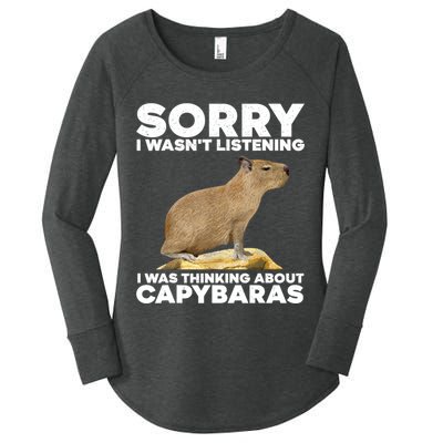 Sorry I WasnT Listening I Was Thinking About Capybaras Women's Perfect Tri Tunic Long Sleeve Shirt