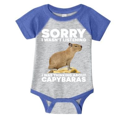 Sorry I WasnT Listening I Was Thinking About Capybaras Infant Baby Jersey Bodysuit