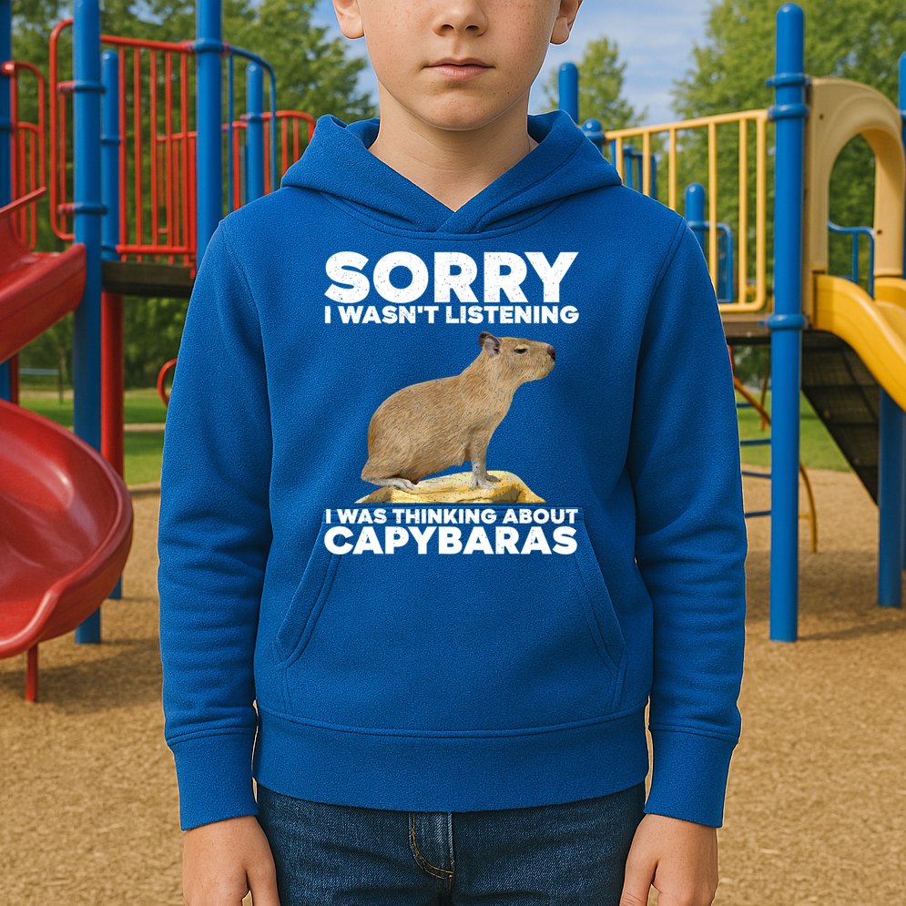 Sorry I WasnT Listening I Was Thinking About Capybaras Kids Hoodie