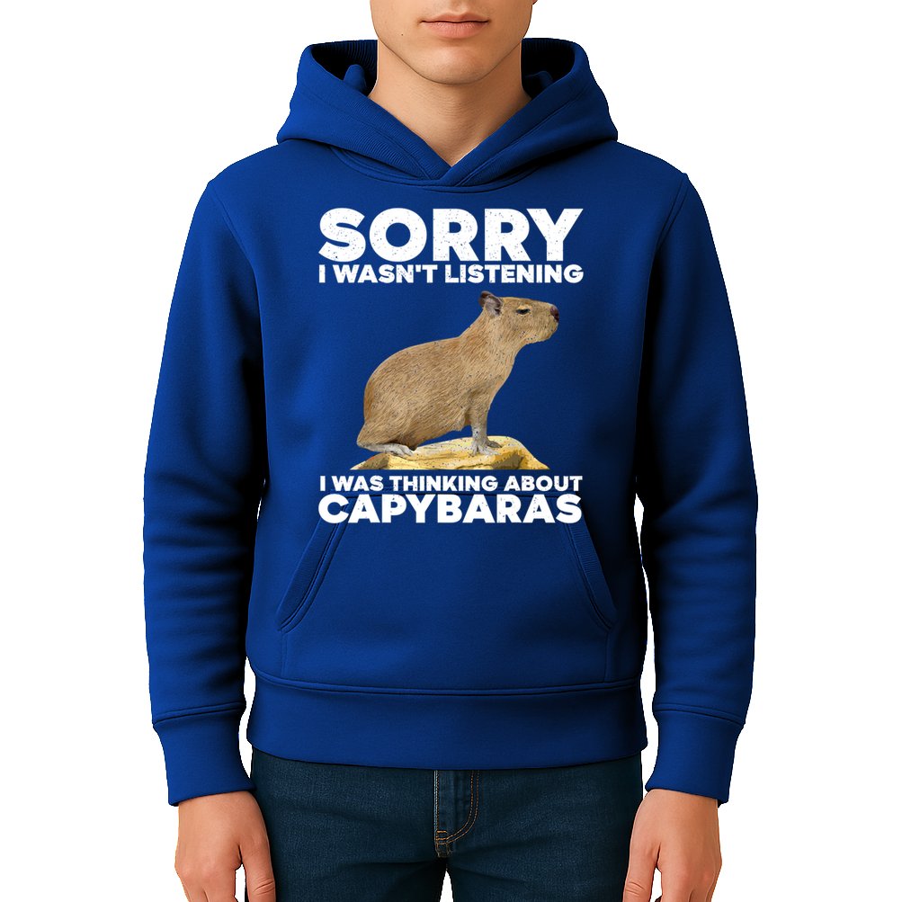Sorry I WasnT Listening I Was Thinking About Capybaras Kids Hoodie
