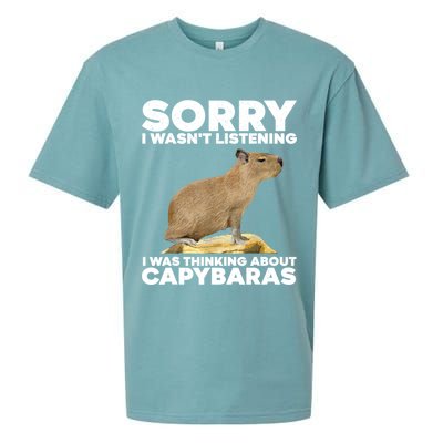 Sorry I WasnT Listening I Was Thinking About Capybaras Sueded Cloud Jersey T-Shirt