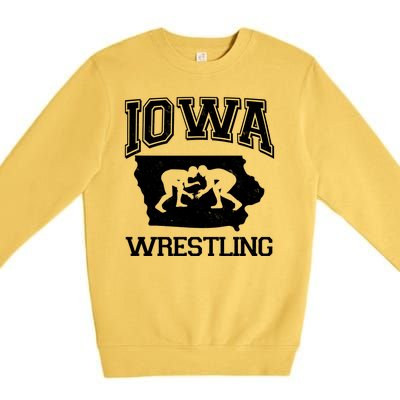 Silhouette Iowa Wrestling Team Wrestler Premium Crewneck Sweatshirt