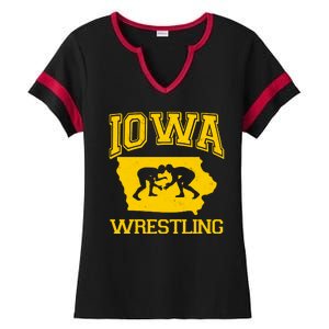 Silhouette Iowa Wrestling Team Wrestler Ladies Halftime Notch Neck Tee