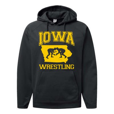 Silhouette Iowa Wrestling Team Wrestler Performance Fleece Hoodie