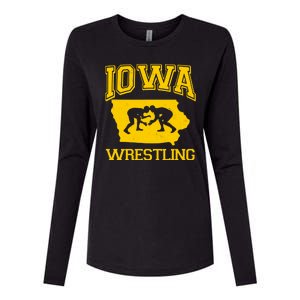 Silhouette Iowa Wrestling Team Wrestler Womens Cotton Relaxed Long Sleeve T-Shirt