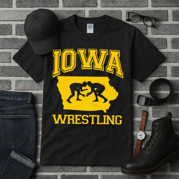 Silhouette Iowa Wrestling Team Wrestler Tall T-Shirt