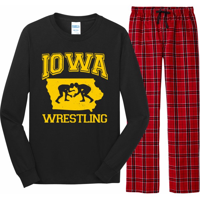 Silhouette Iowa Wrestling Team Wrestler Long Sleeve Pajama Set