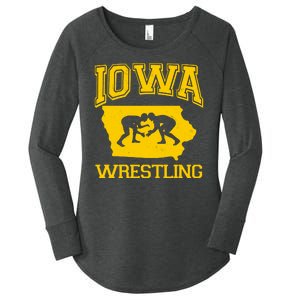 Silhouette Iowa Wrestling Team Wrestler Women's Perfect Tri Tunic Long Sleeve Shirt