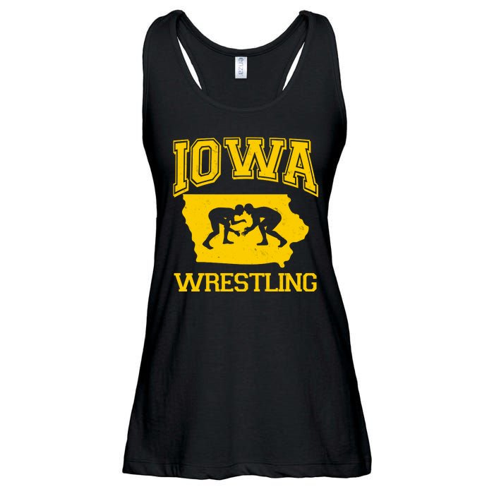 Silhouette Iowa Wrestling Team Wrestler Ladies Essential Flowy Tank