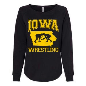 Silhouette Iowa Wrestling Team Wrestler Womens California Wash Sweatshirt