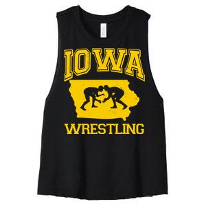 Silhouette Iowa Wrestling Team Wrestler Women's Racerback Cropped Tank