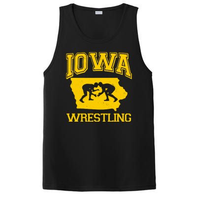 Silhouette Iowa Wrestling Team Wrestler PosiCharge Competitor Tank