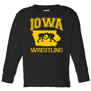 Silhouette Iowa Wrestling Team Wrestler Toddler Long Sleeve Shirt