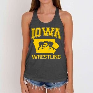 Silhouette Iowa Wrestling Team Wrestler Women's Knotted Racerback Tank