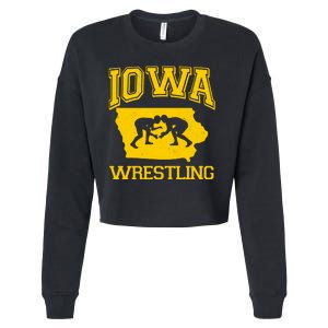 Silhouette Iowa Wrestling Team Wrestler Cropped Pullover Crew