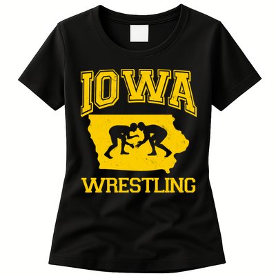 Silhouette Iowa Wrestling Team Wrestler Womens T-Shirt