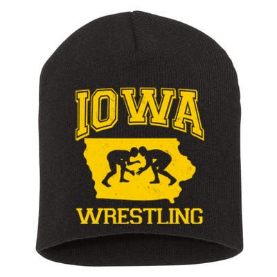 Silhouette Iowa Wrestling Team Wrestler Short Acrylic Beanie