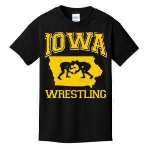 Silhouette Iowa Wrestling Team Wrestler Kids T-Shirt