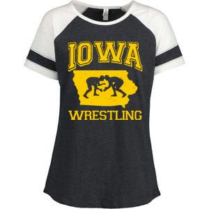 Silhouette Iowa Wrestling Team Wrestler Enza Ladies Jersey Colorblock Tee